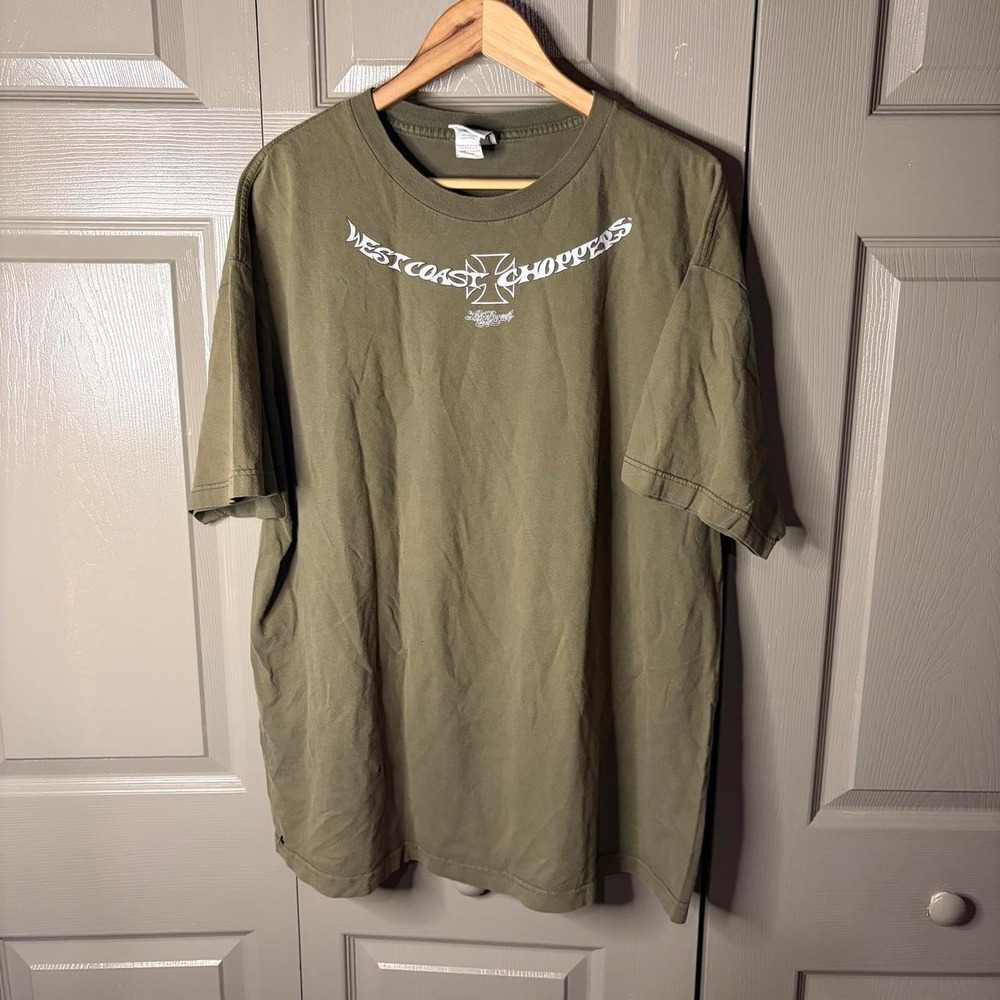 Vintage West Coast Choppers Jesse Who Biker Graphic T-Shirt Green XXL Long Beach